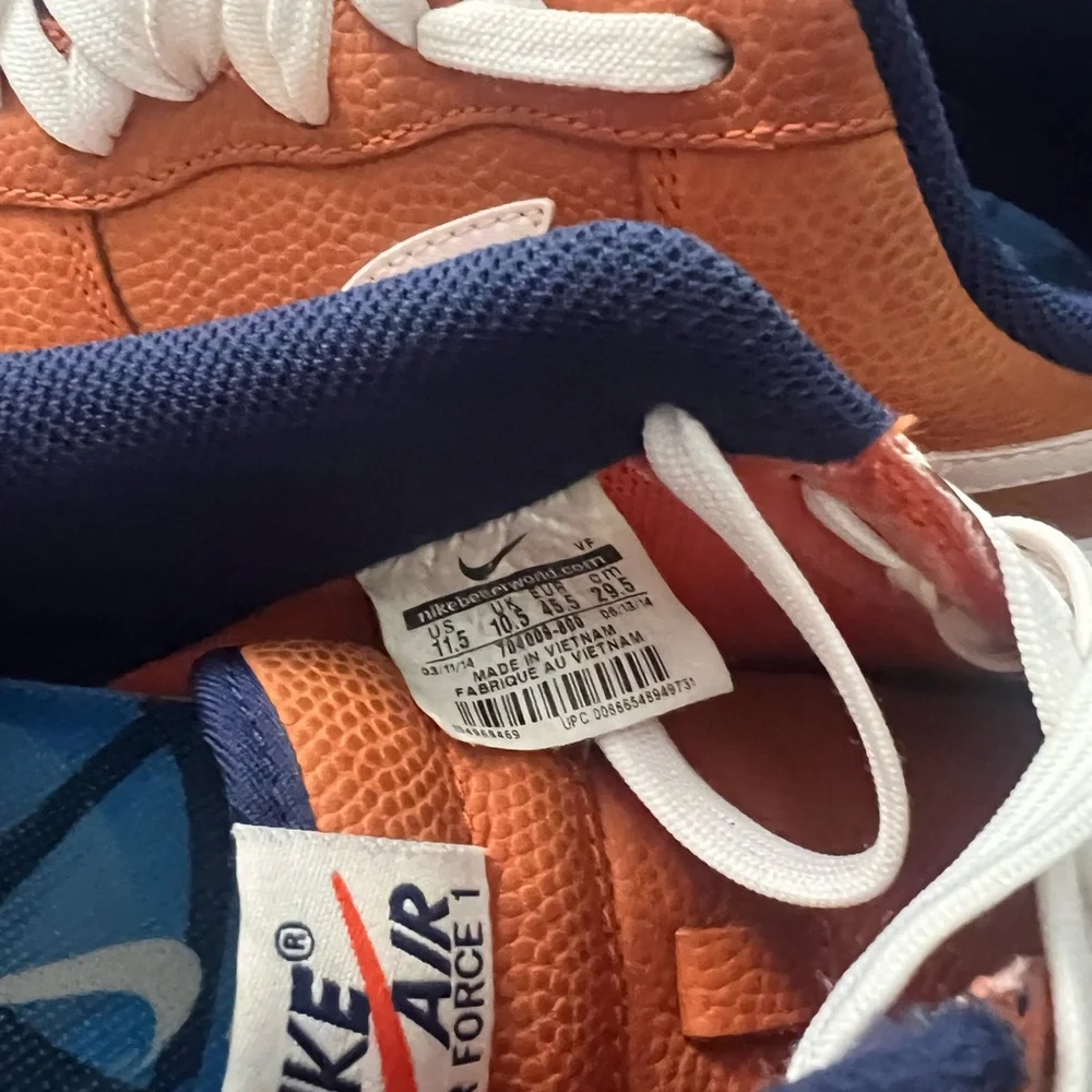 Men’s Nike Air Force 1 Lunar size 11.5 Orange & Royal Blue 2014 Low Tops - Picture 5 of 9